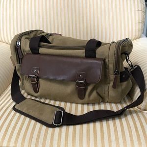 New with tag! Canvas/mugu leather accent small duffle bag